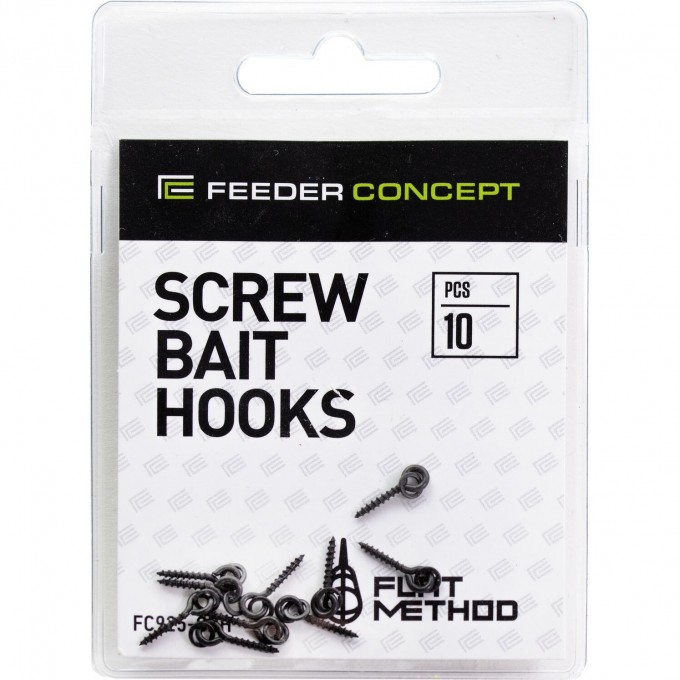 Крепления для бойлов/приманок FEEDER CONCEPT FLAT METHOD SCREW BAIT HOOKS 10шт. FC925-SBH