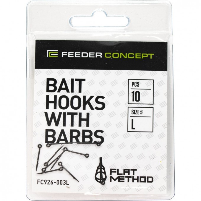 Шипы для бойлов/приманок FEEDER CONCEPT FLAT METHOD BAIT HOOKS WITH BARBS р,001S 10шт. FC926-001S