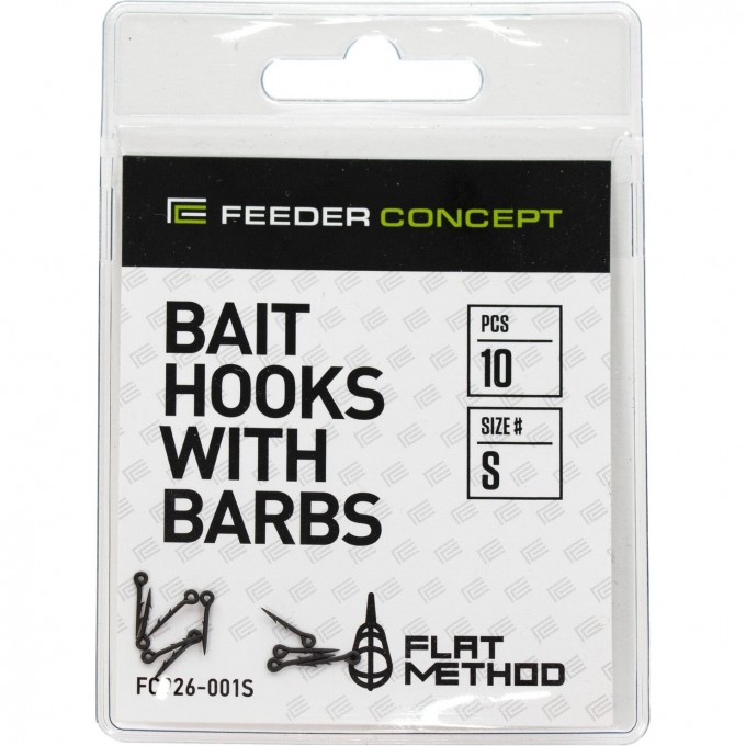 Шипы для бойлов/приманок FEEDER CONCEPT FLAT METHOD BAIT HOOKS WITH BARBS р,002M 10шт. FC926-002M