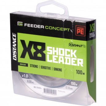 Шок-лидер плетёный FEEDER CONCEPT DISTANCE Х8 SHOCK LEADER DARK GRAY 100/016