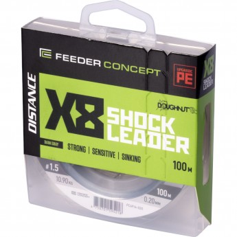 Шок-лидер плетёный FEEDER CONCEPT DISTANCE Х8 SHOCK LEADER DARK GRAY 100/020