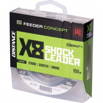 Шок-лидер плетёный FEEDER CONCEPT DISTANCE Х8 SHOCK LEADER DARK GRAY 100/023